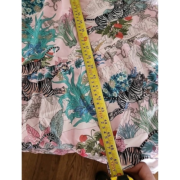 Summery Pink Asian Tiger Floral Tiered Maxi Mumu 3/4 Flutter Slvs Feminine 2XL - Picture 10 of 14